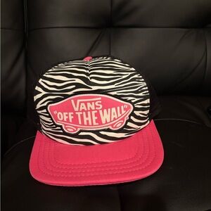 Vans Zebra Print Trucker Hat in Pink and Black